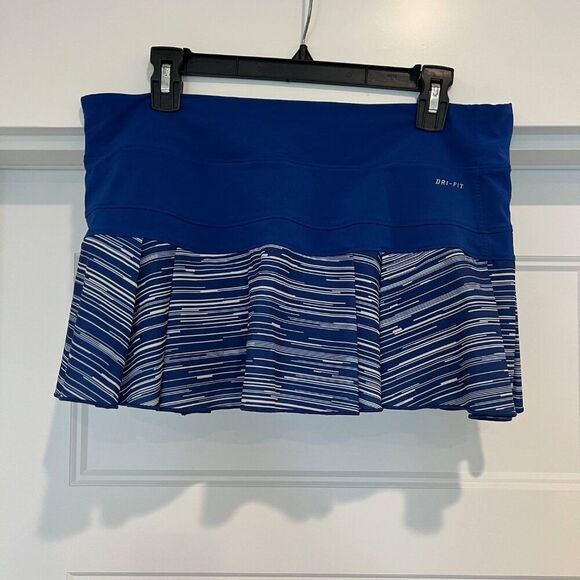 Nike Women Size Large Dri-Fit Blue White Pleated Activewear Tennis Skort - Picture 4 of 6